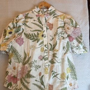 Beautiful Floral Button-Up Blouse